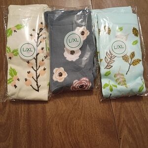 Compression Socks Floral Patterned Set - Cream, Gray, Mint